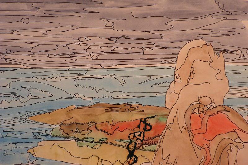 Alter Mann am Meer, 1975, Tempera-Tusche-Karton, 70x34.jpg